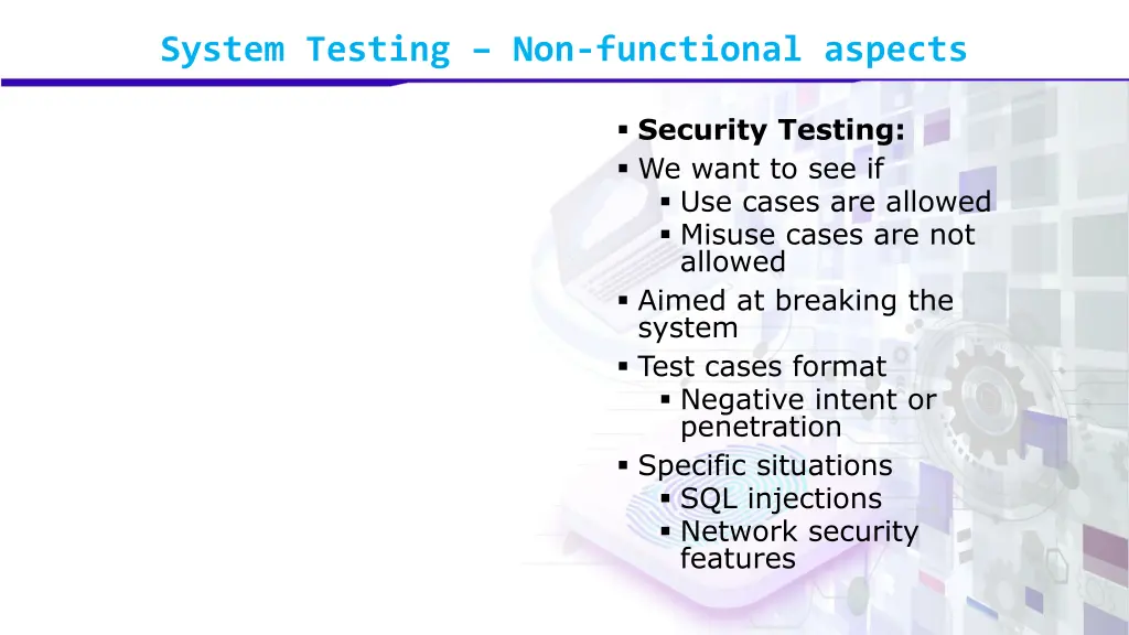 system testing non functional aspects 6