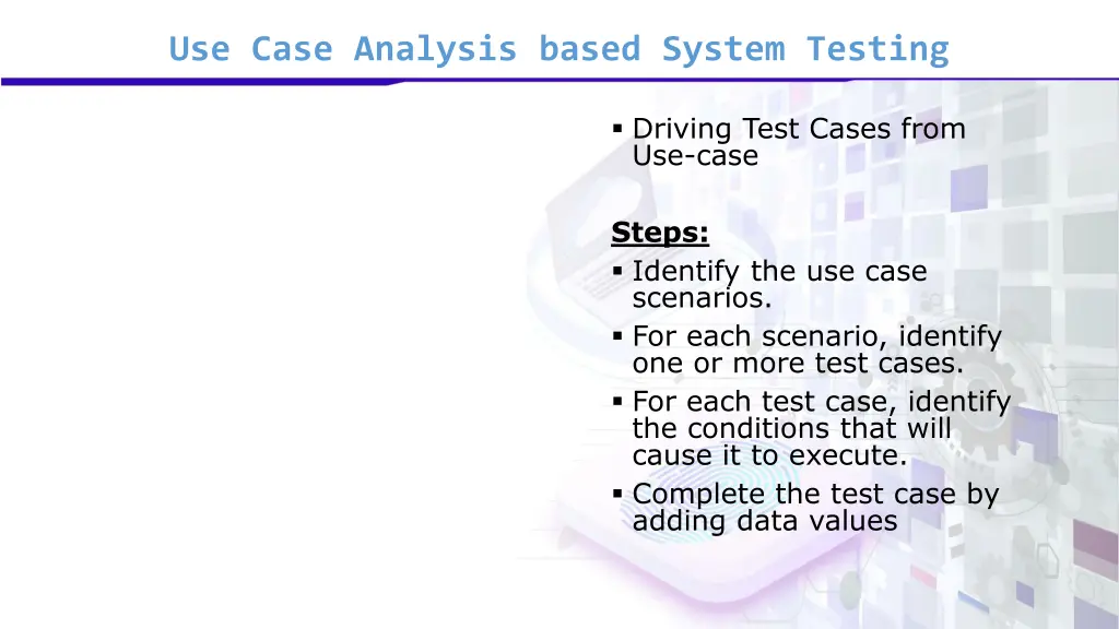 use case analysis based system testing 3
