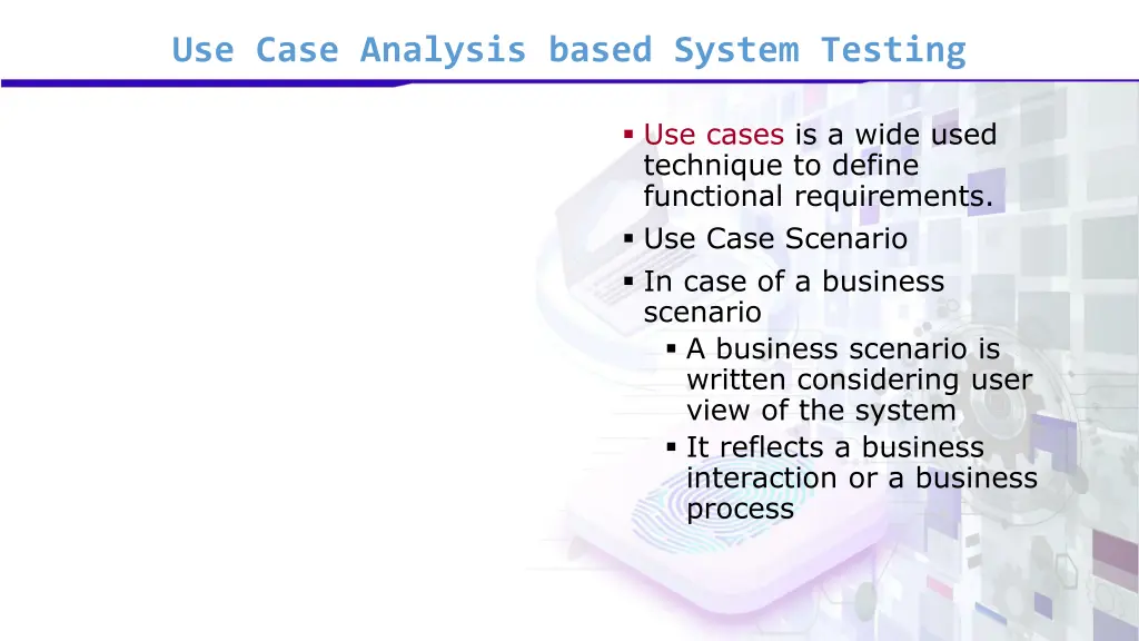 use case analysis based system testing