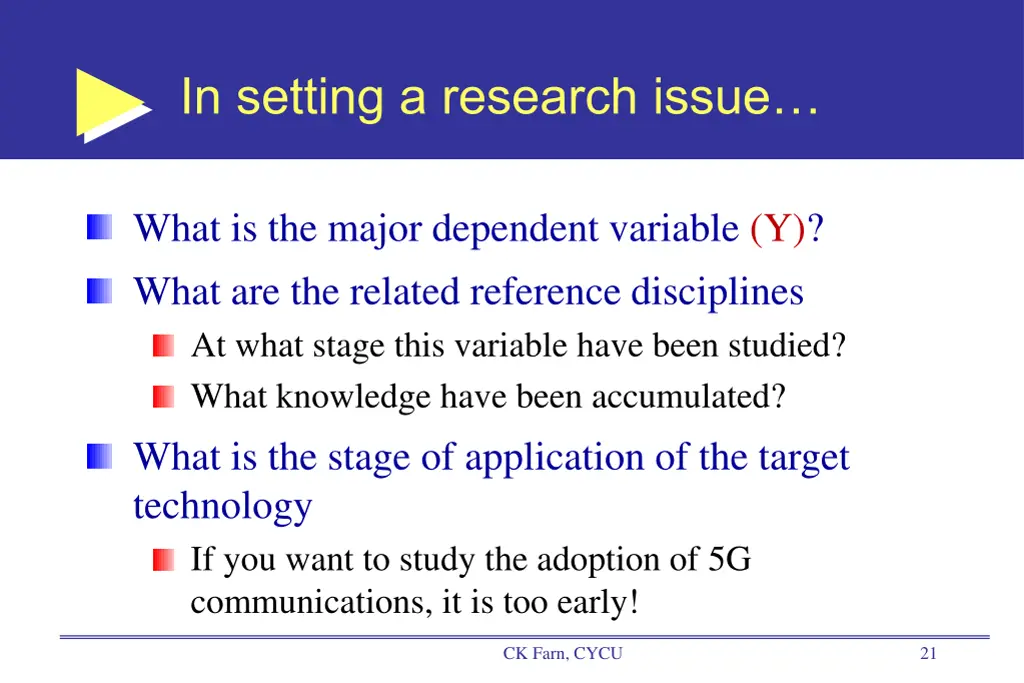 in setting a research issue