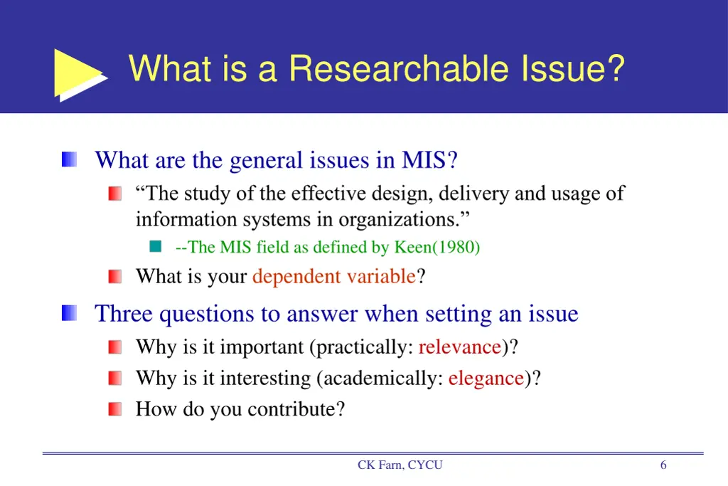 what is a researchable issue