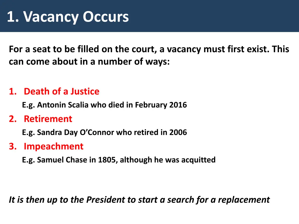 1 vacancy occurs