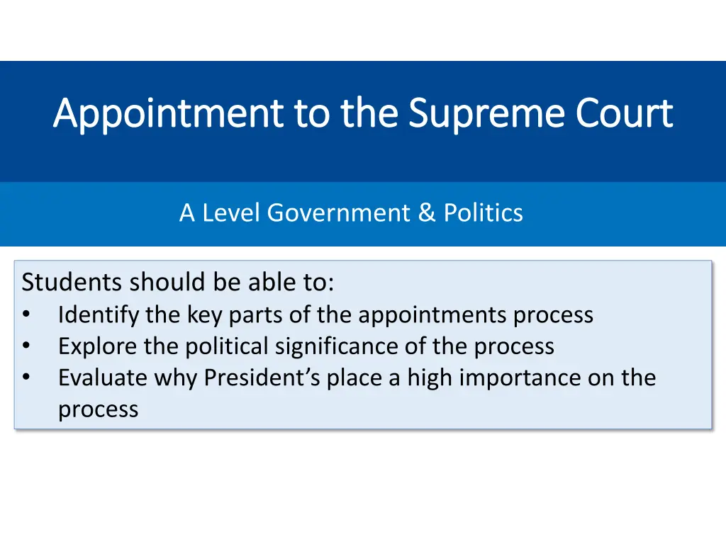 appointment to the supreme court appointment