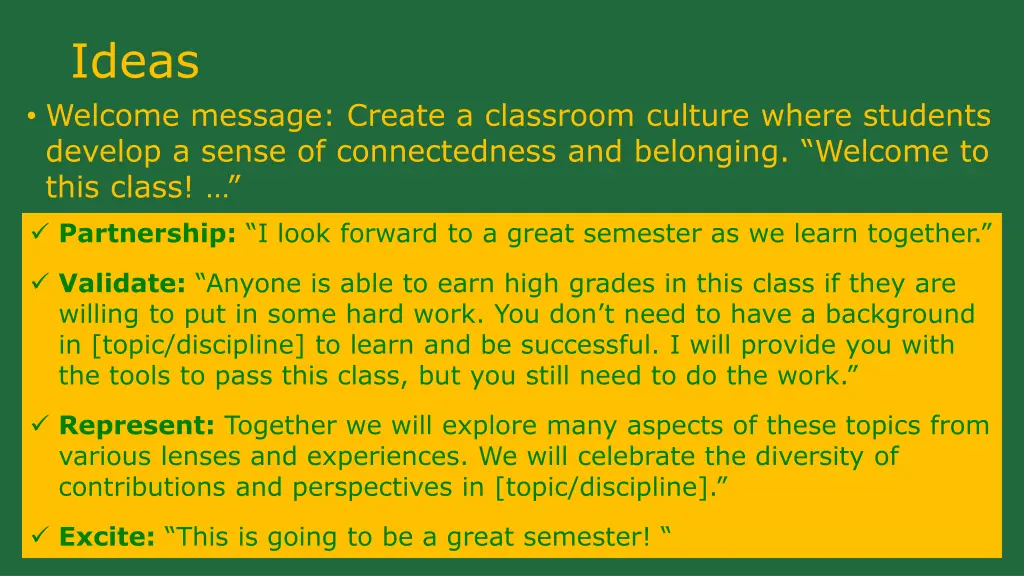 ideas welcome message create a classroom culture