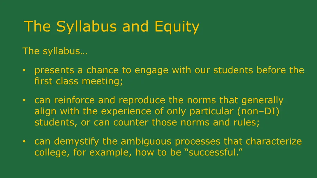 the syllabus and equity