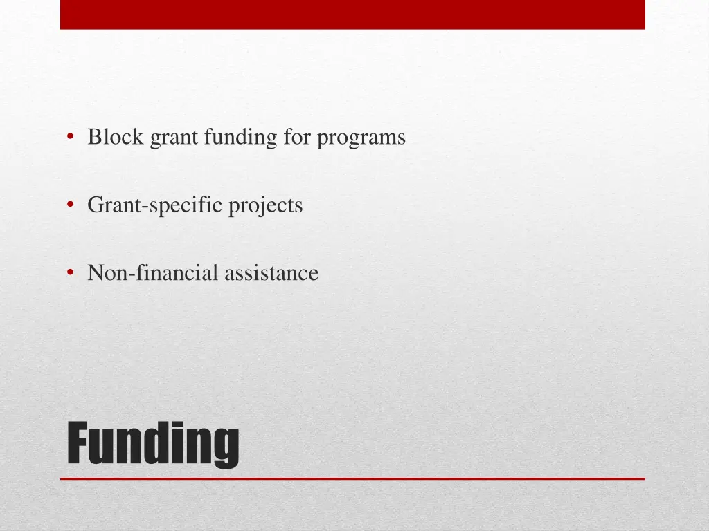 block grant funding for programs