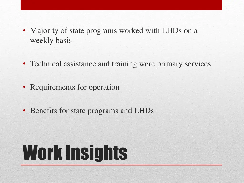 majority of state programs worked with lhds