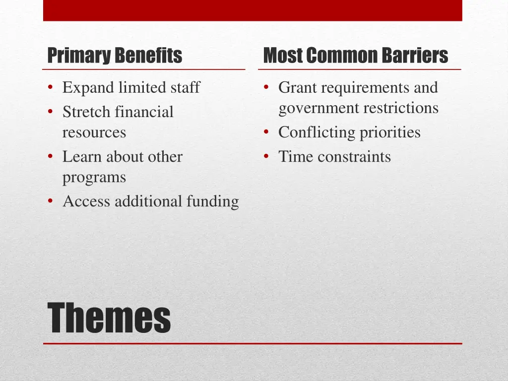 primary benefits
