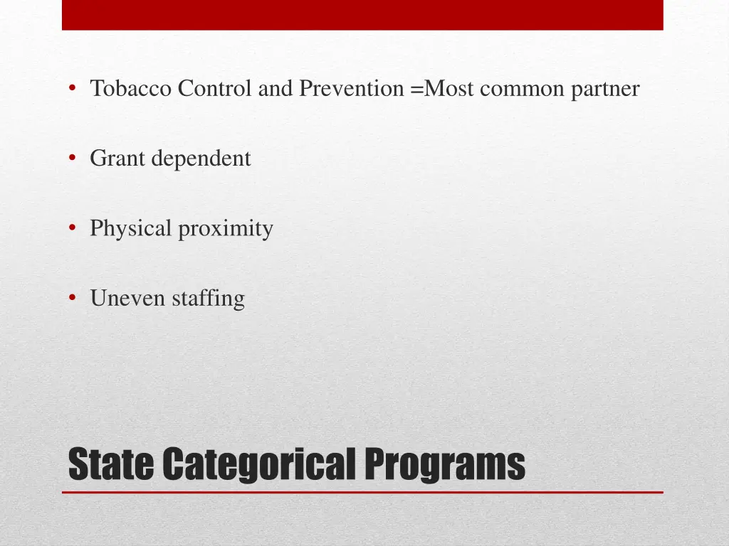 tobacco control and prevention most common partner