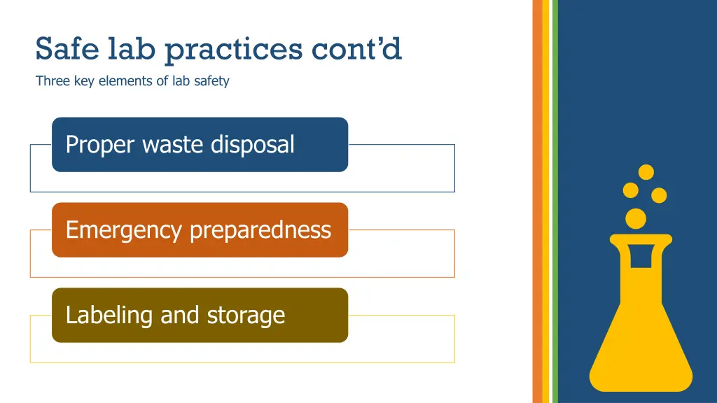 safe lab practices cont d three key elements