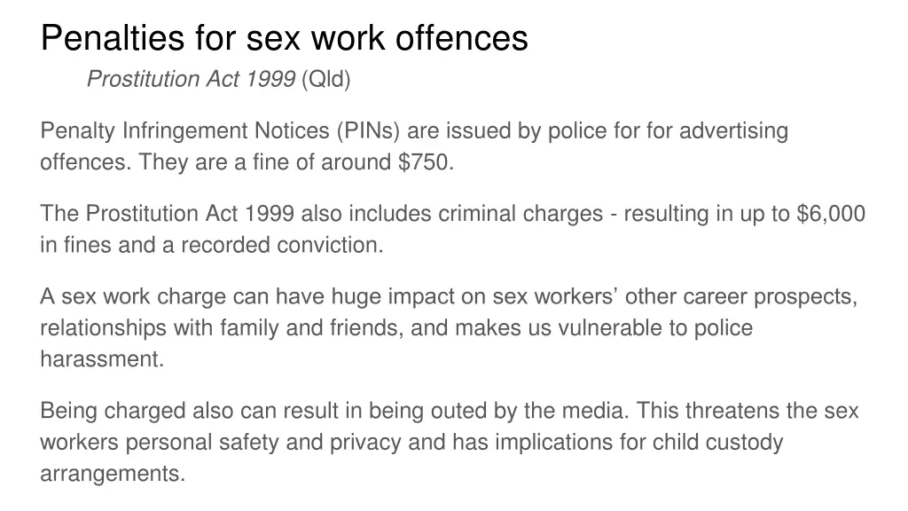 penalties for sex work offences prostitution