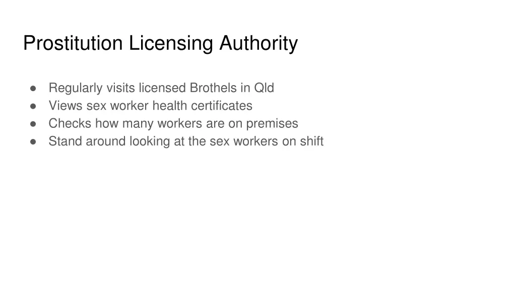 prostitution licensing authority