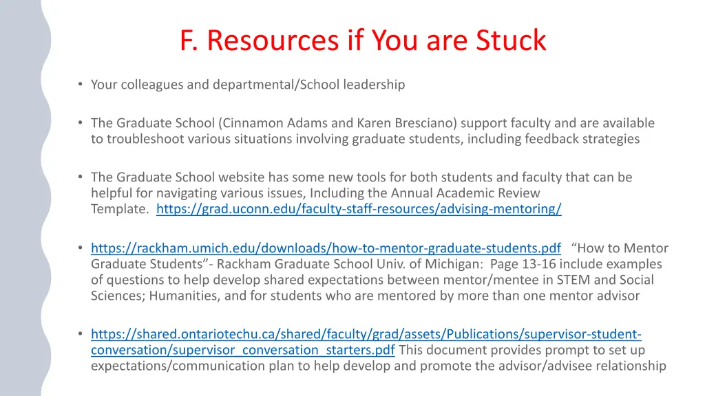 f resources if you are stuck