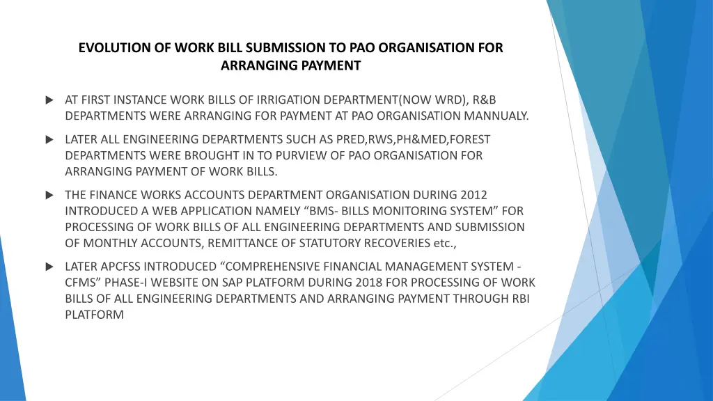 evolution of work bill submission