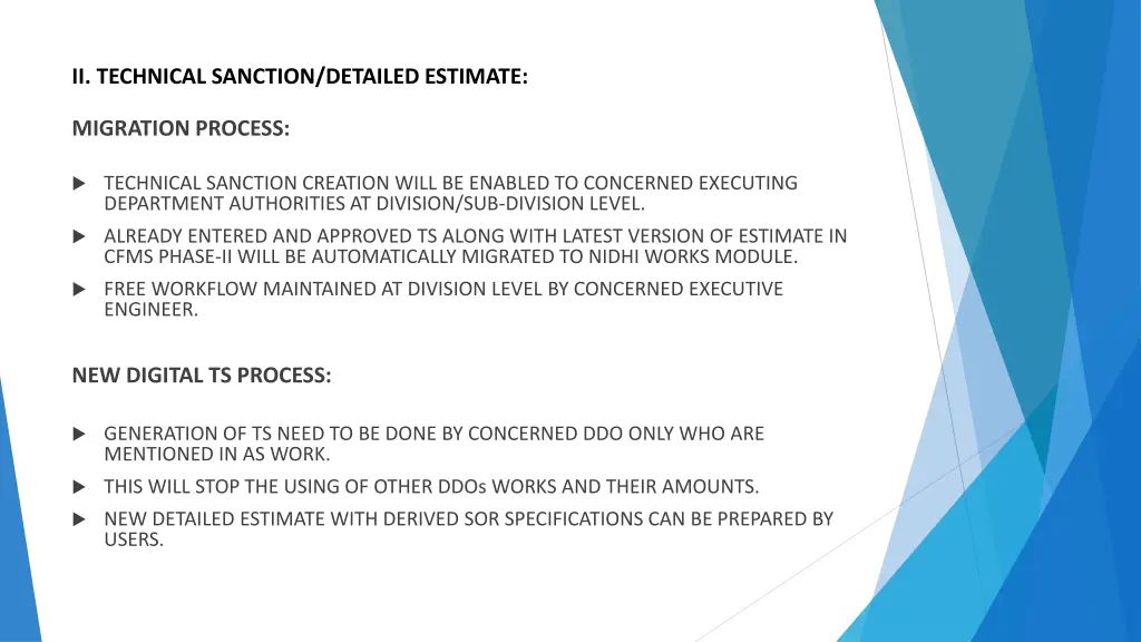 ii technical sanction detailed estimate