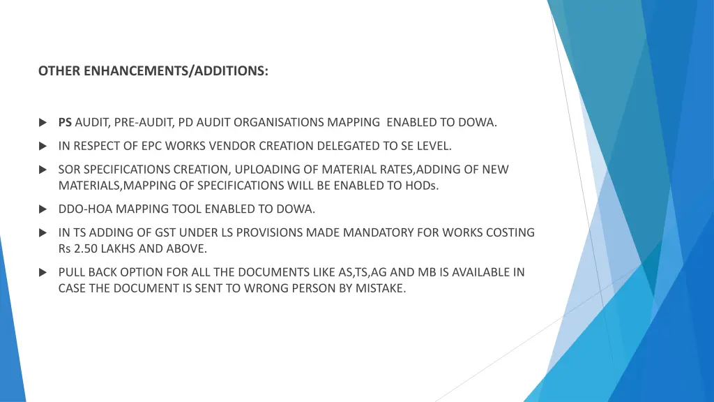 other enhancements additions
