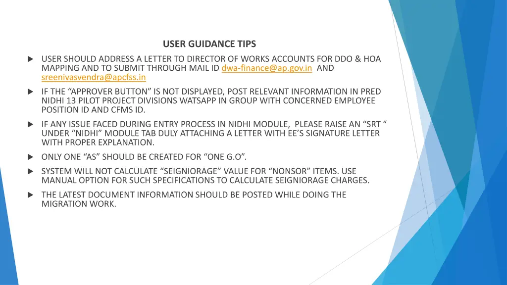 user guidance tips
