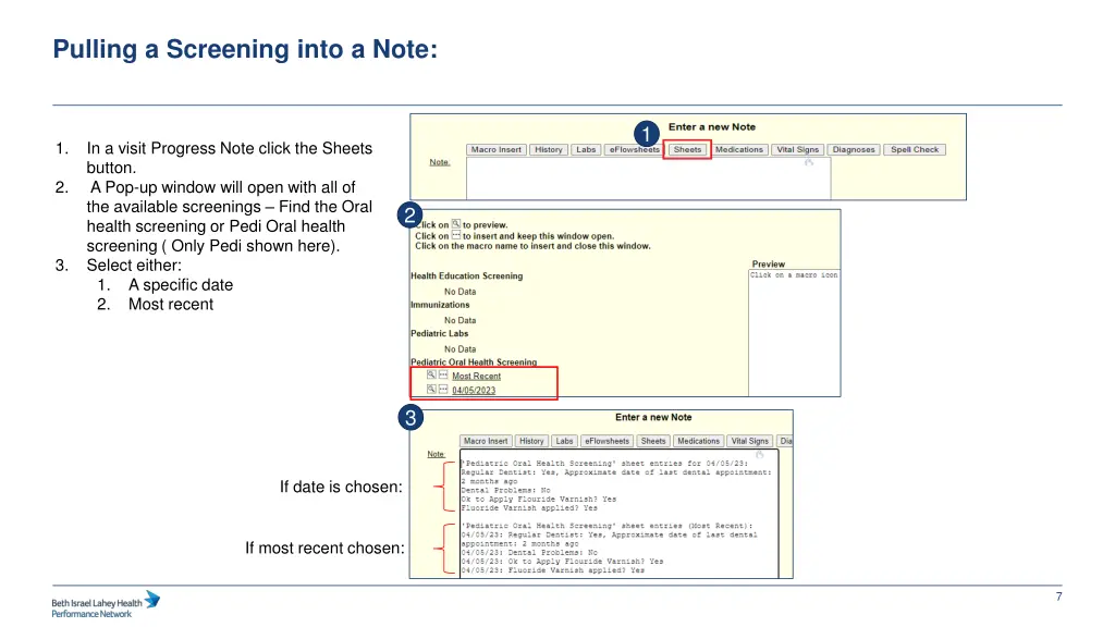 pulling a screening into a note