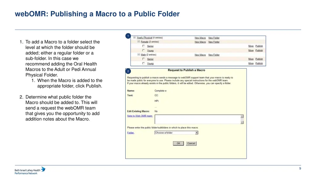 webomr publishing a macro to a public folder