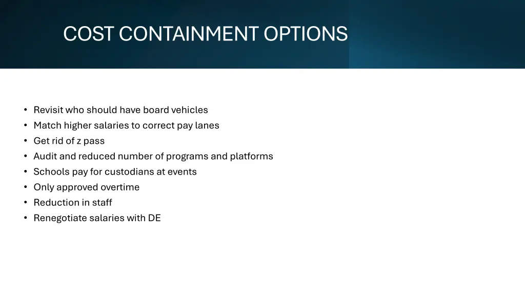 cost containment options