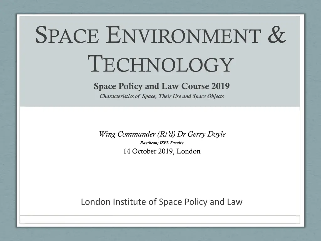 s pace e nvironment t echnology 1