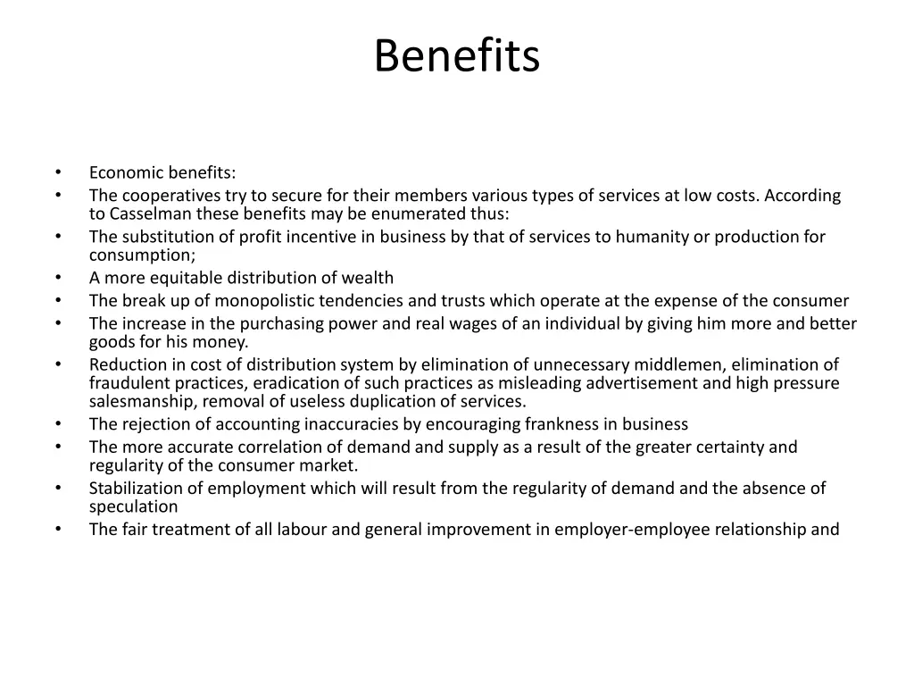 benefits