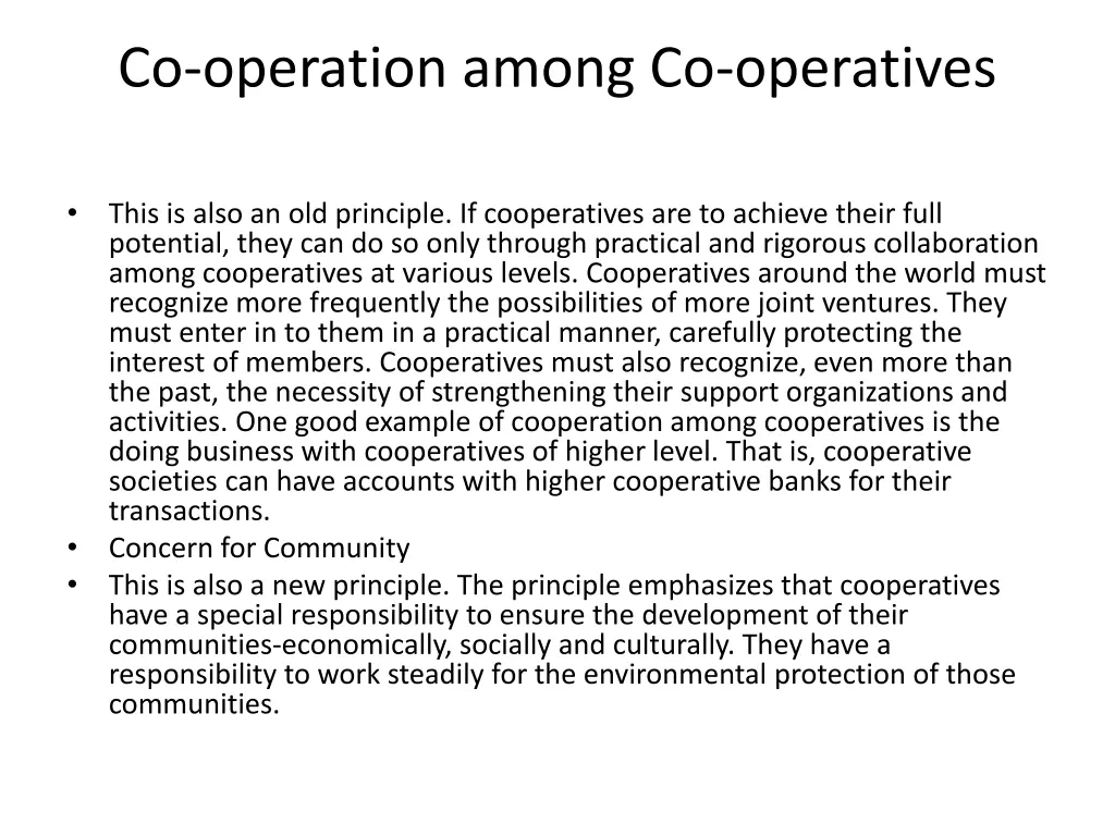 co operation among co operatives