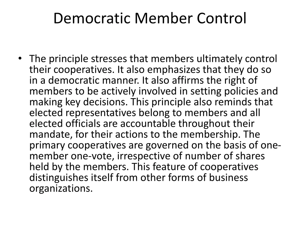 democratic member control