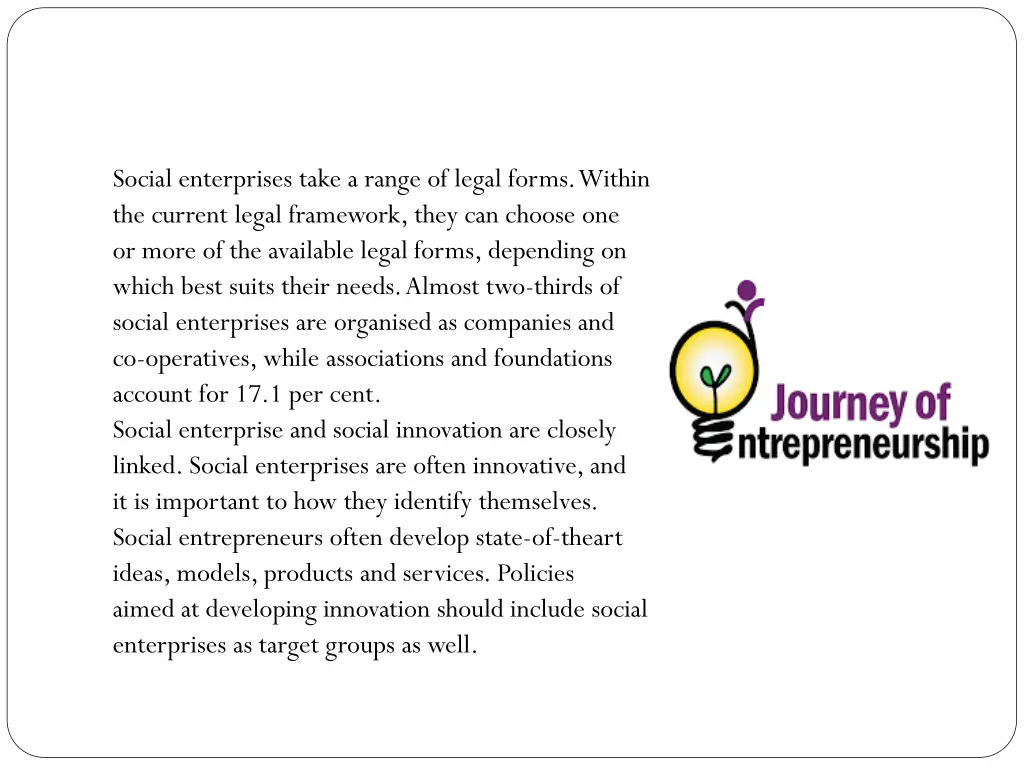 social enterprises take a range of legal forms