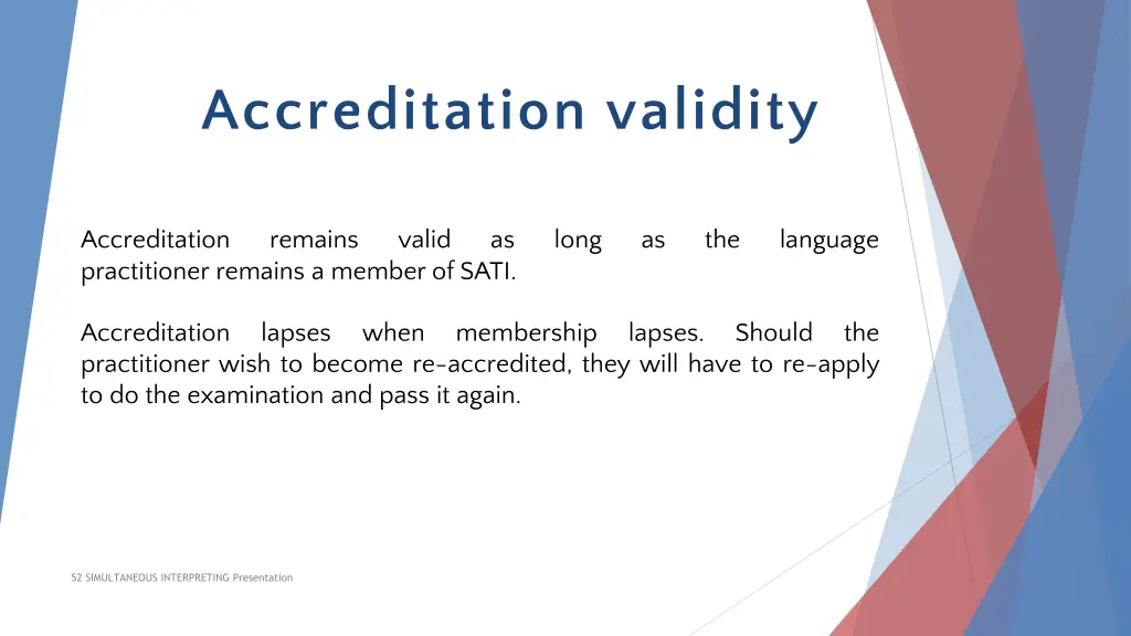 accreditation validity