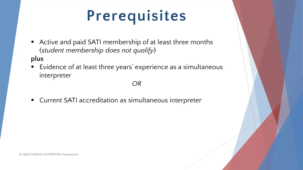 prerequisites