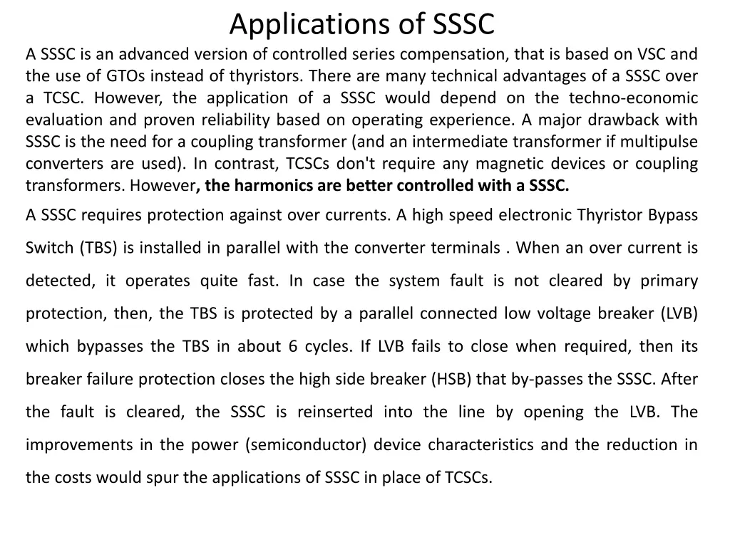 applications of sssc