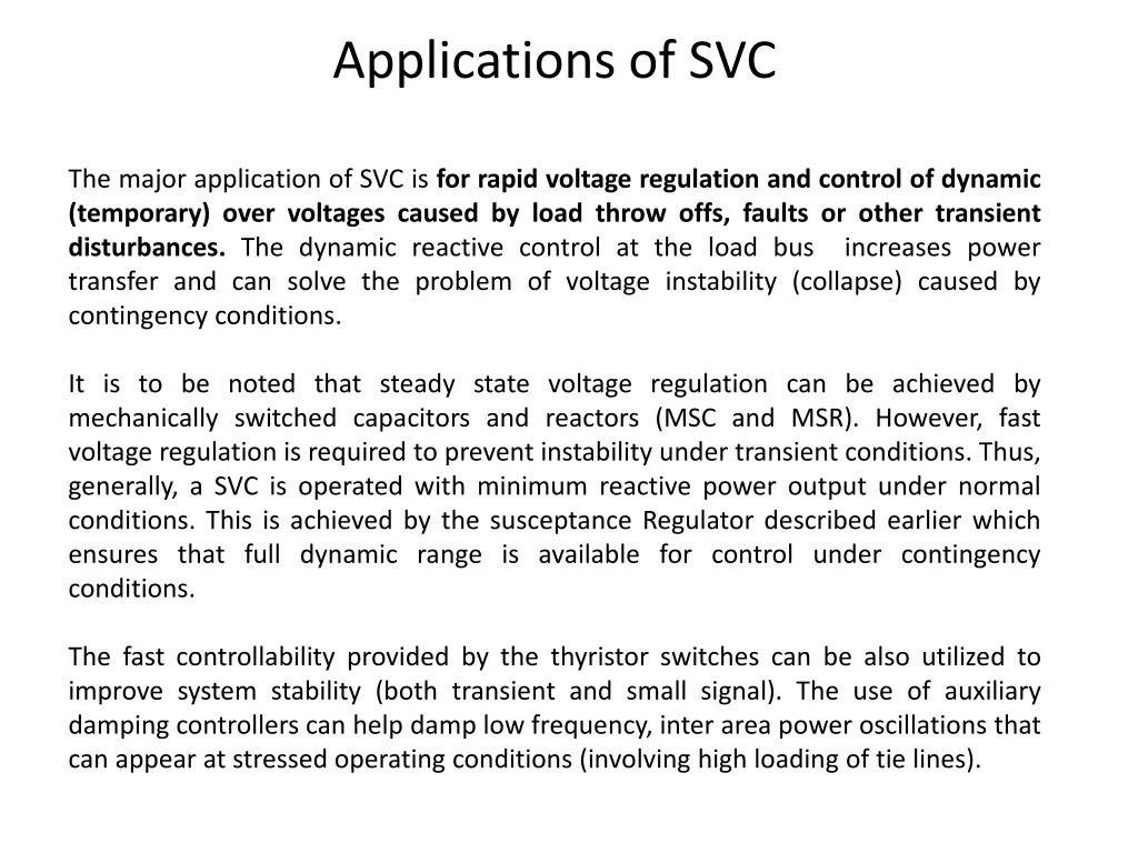 applications of svc