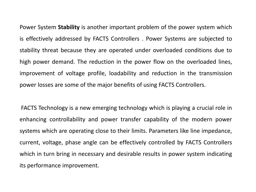 power system stability is another important