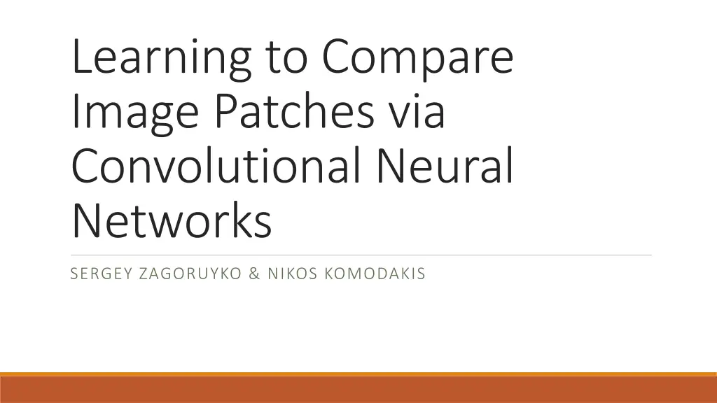 learning to compare image patches