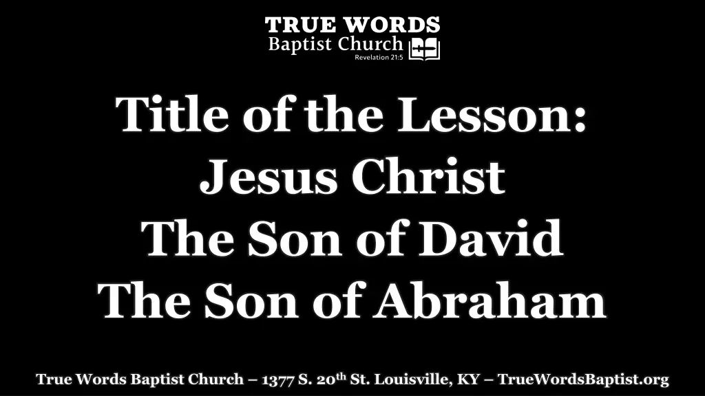 title of the lesson jesus christ the son of david