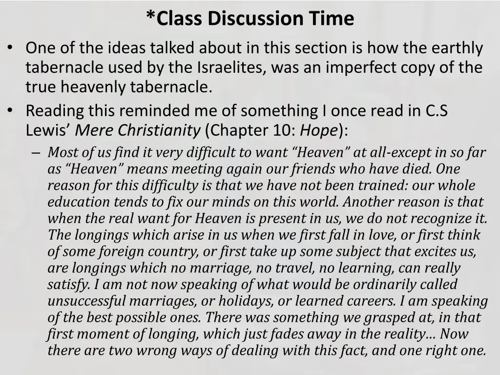 class discussion time 1
