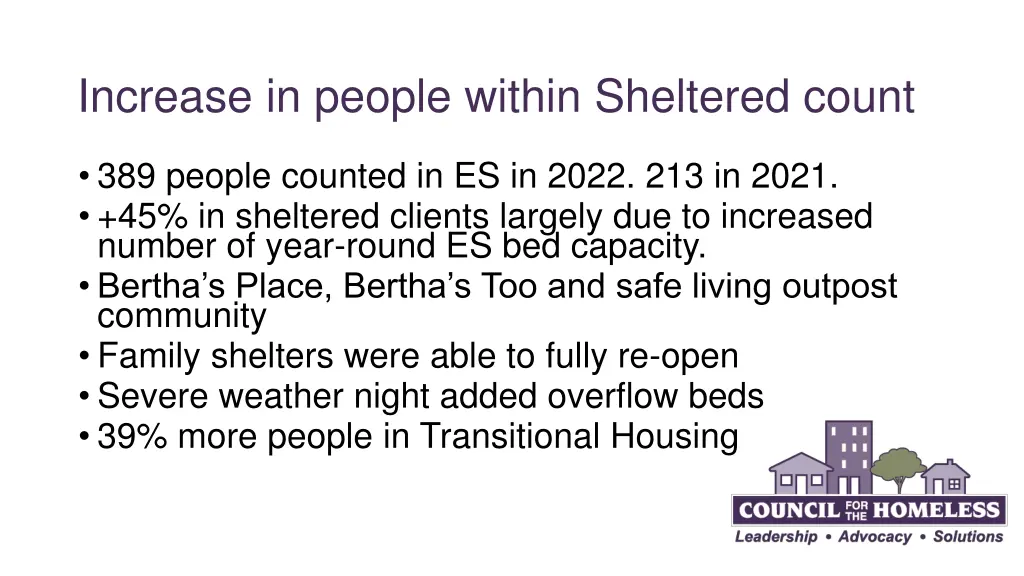 increase in people within sheltered count