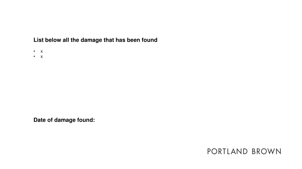 list below all the damage that has been found