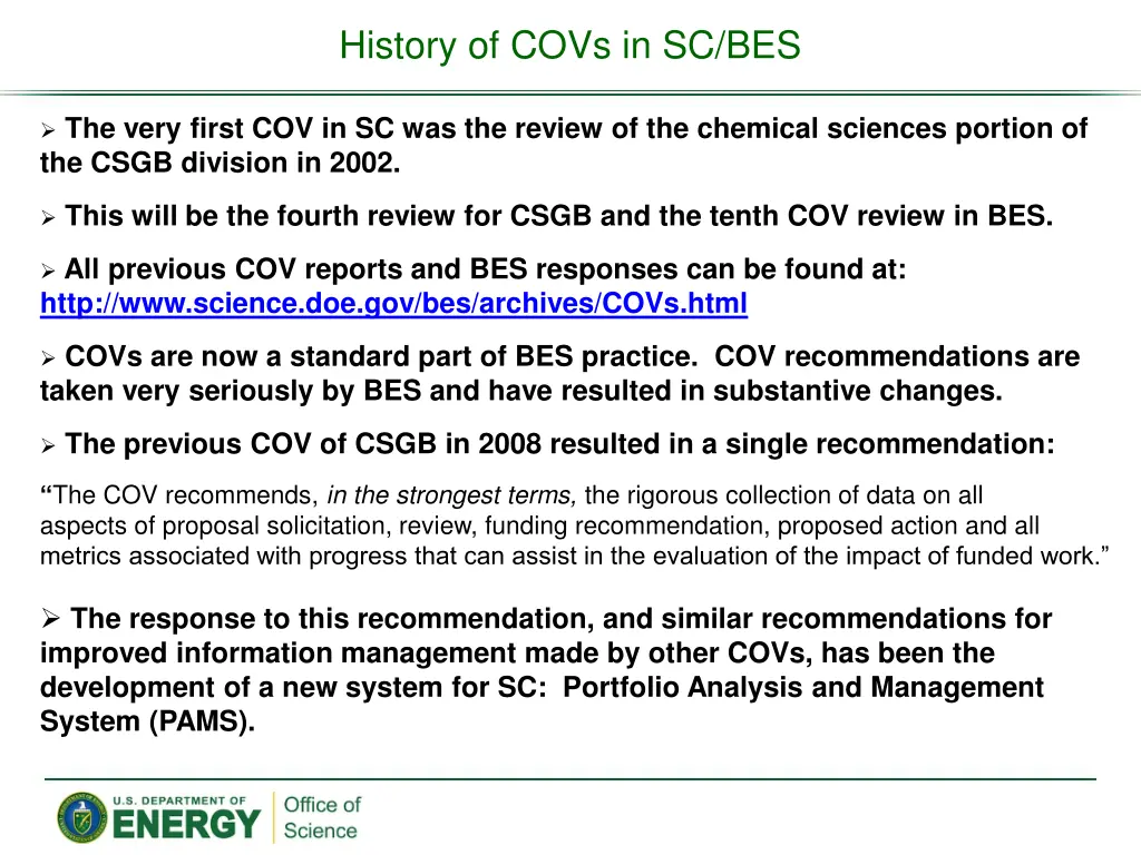 history of covs in sc bes