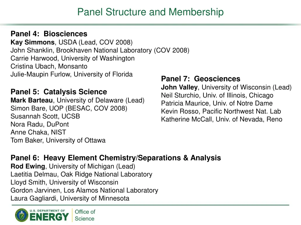 panel structure and membership 1