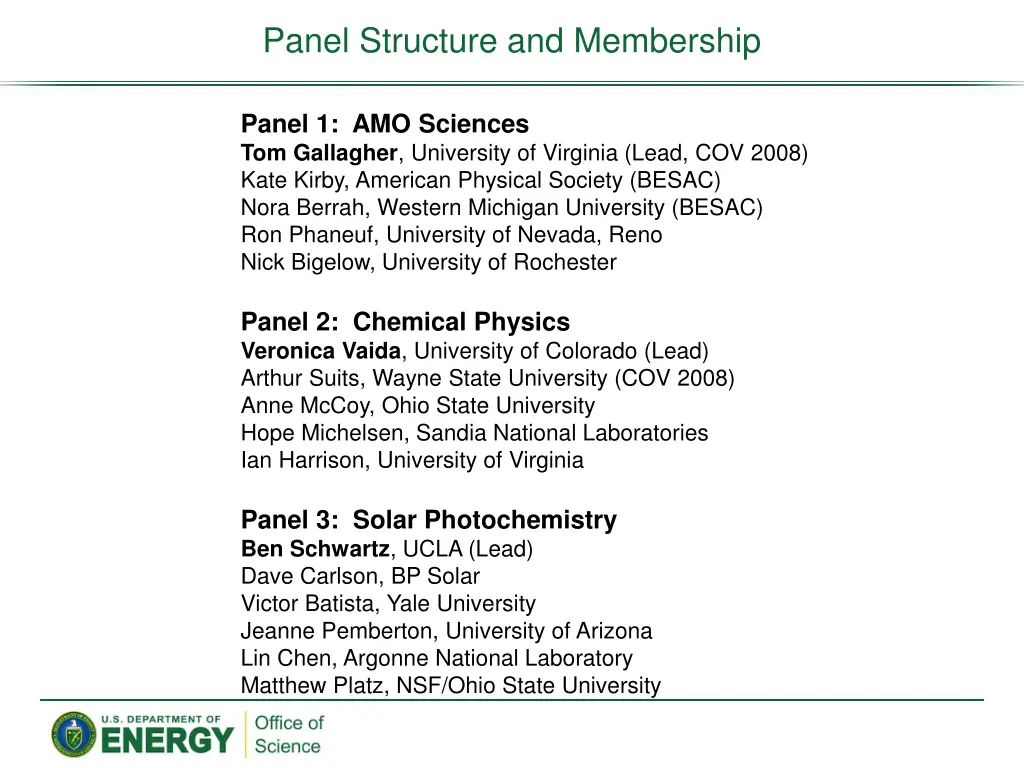 panel structure and membership