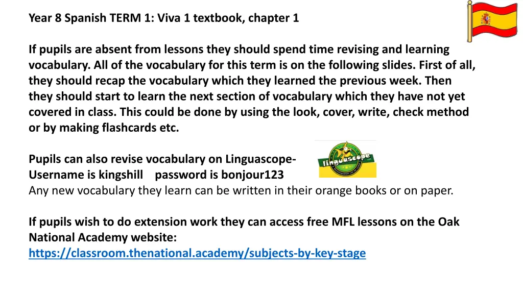 year 8 spanish term 1 viva 1 textbook chapter 1