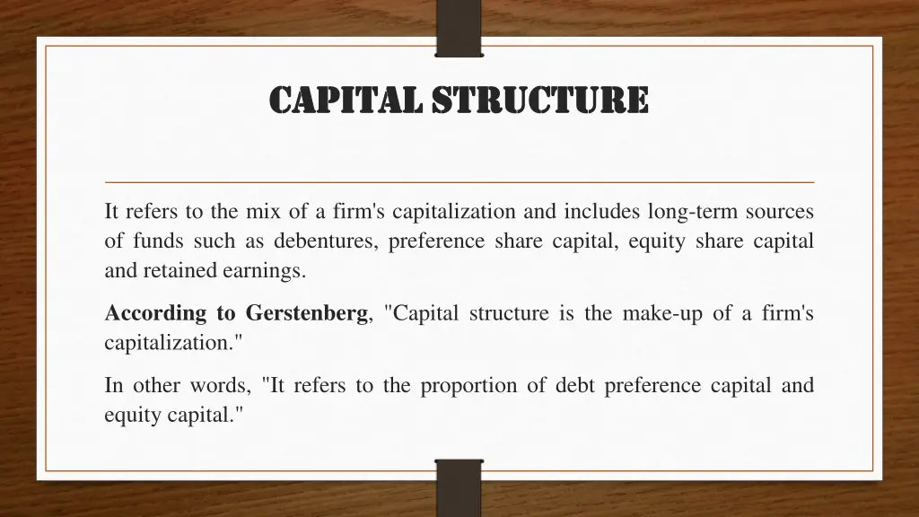 capital structure capital structure