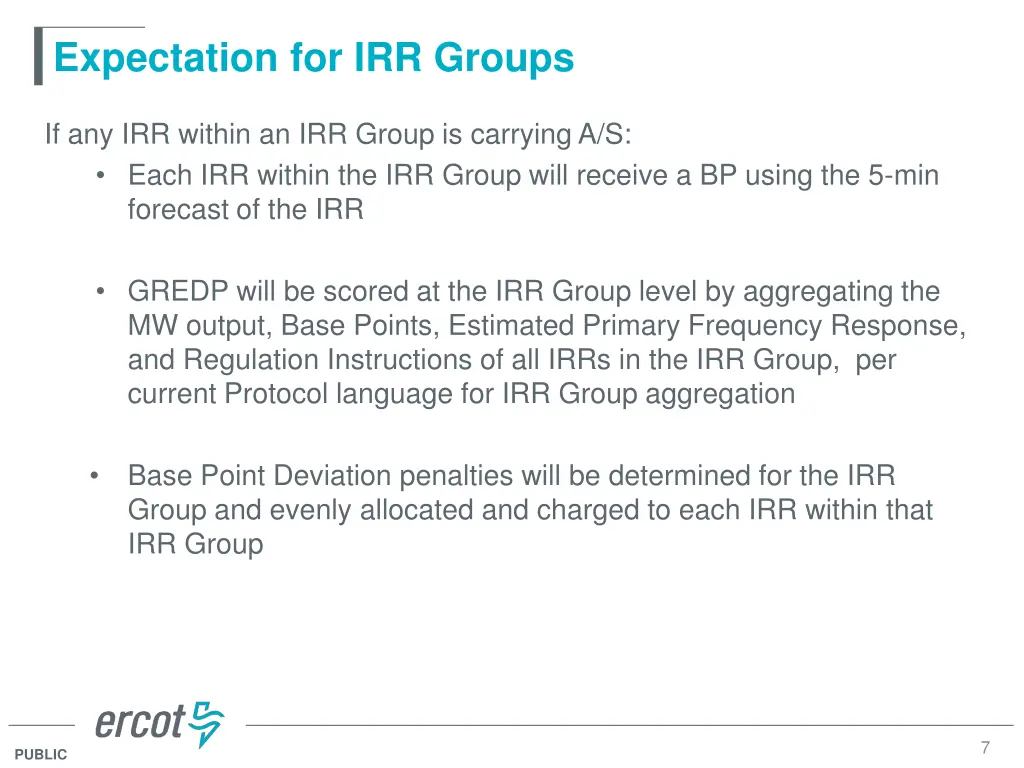 expectation for irr groups