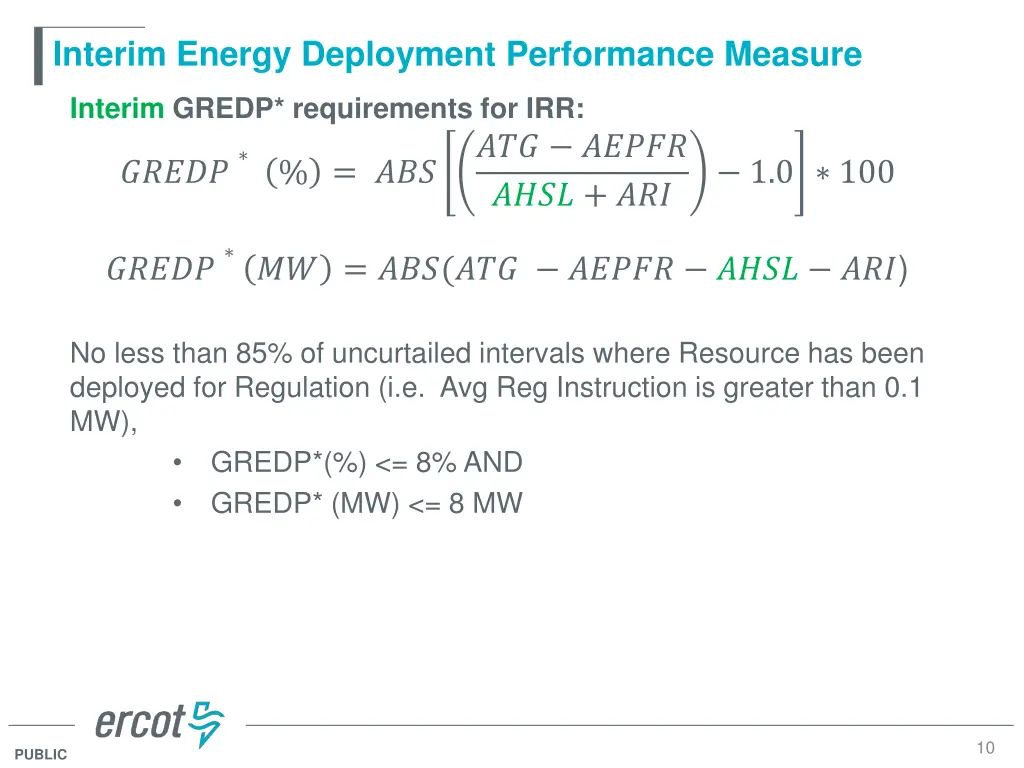 interim energy deployment performance measure