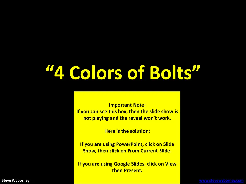 4 colors of bolts