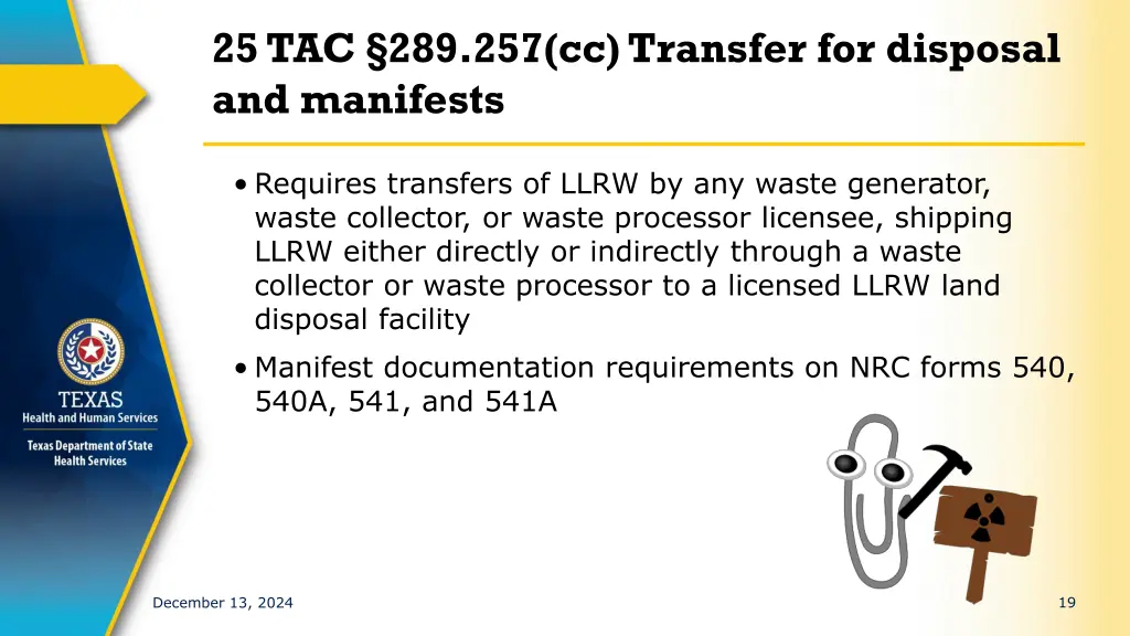25 tac 289 257 cc transfer for disposal