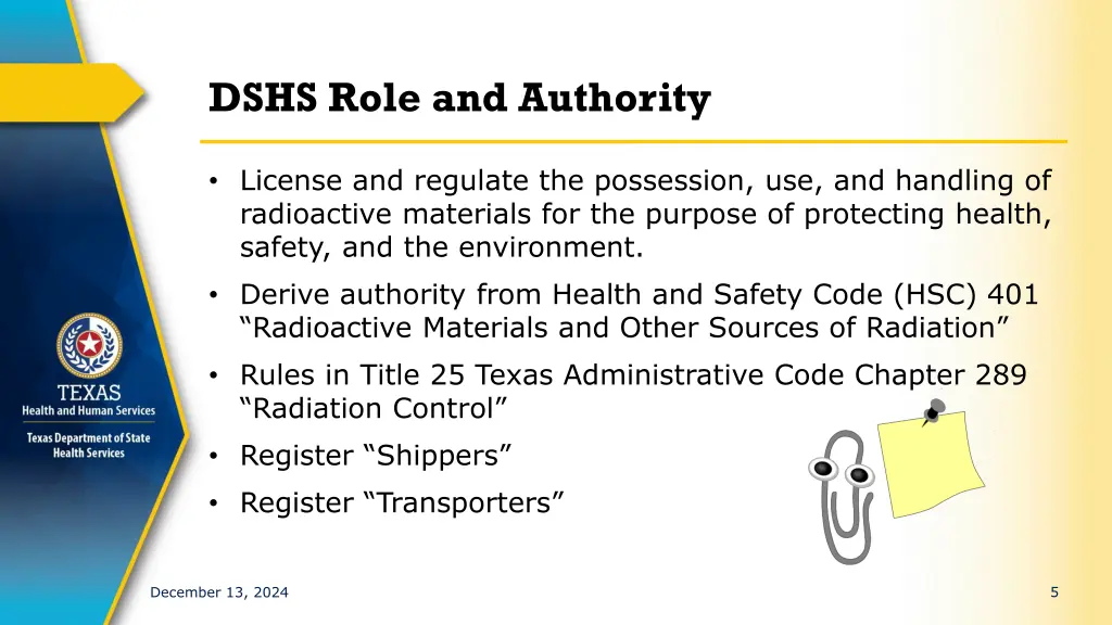 dshs role and authority