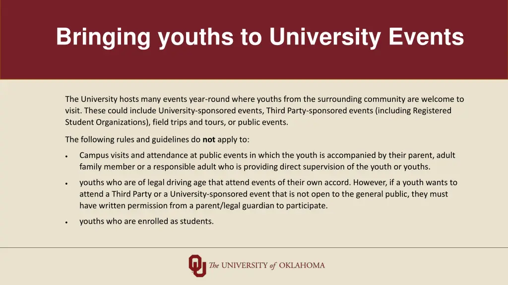 bringing youths to university events